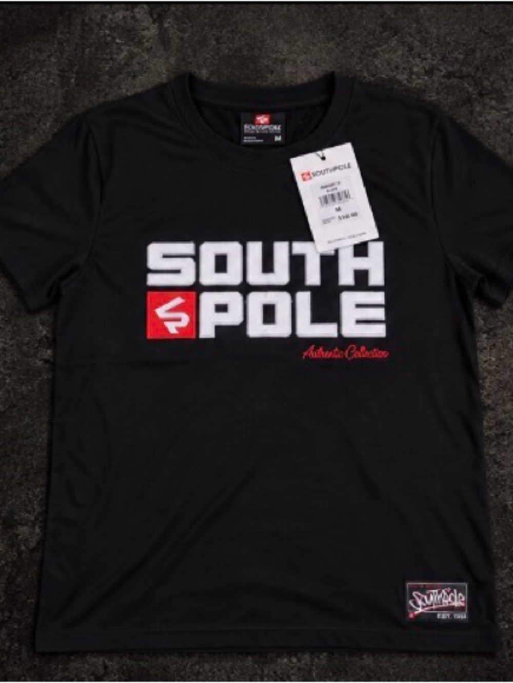 South Pole Black Tee with White and Red Logo
